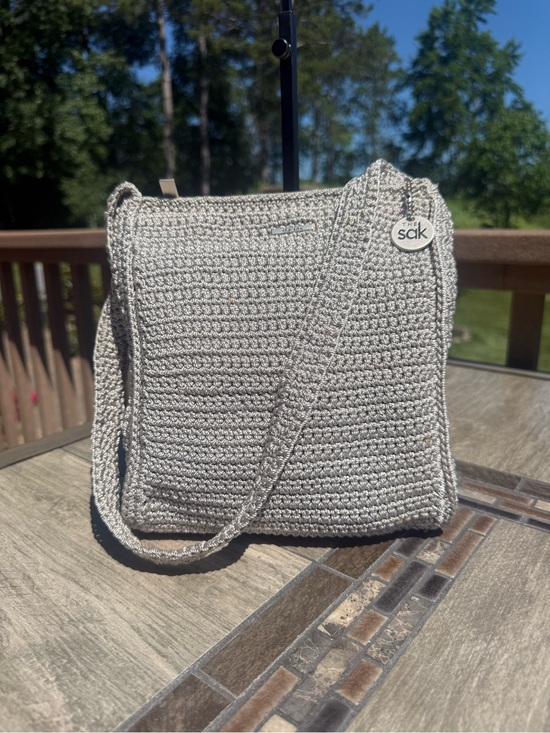 The Sak Handbags - EUC The Sak Light Gray Crochet Crossbody Bag